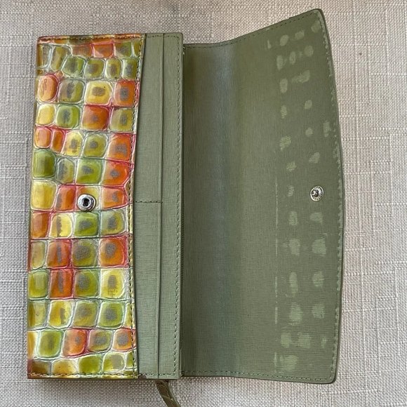 Cocco Fiore Women Clutch Wallet Multi Color Patent Leather Card Holder Purse - Picture 11 of 12